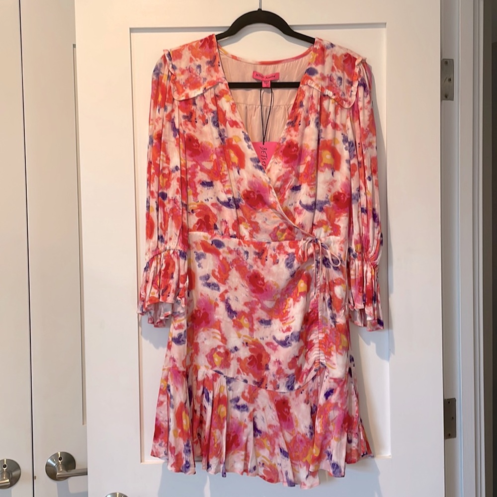 NWT Betsey Johnson Faux Wrap Party Dress, Size 6
